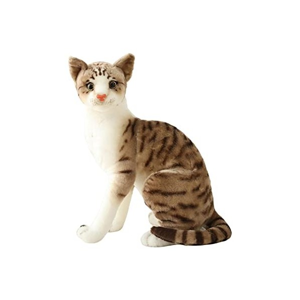 perfk Doux Chat en Peluche Confortable pour la Peau poupée réaliste Belle Simulation Chats Siamois pour Enfants Adultes Enfan