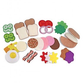 Melissa & Doug Kit de Sandwich en Feutre, Jouets de nourriture et accessoires de cuisine pour enfants, Montessori, Aliments e