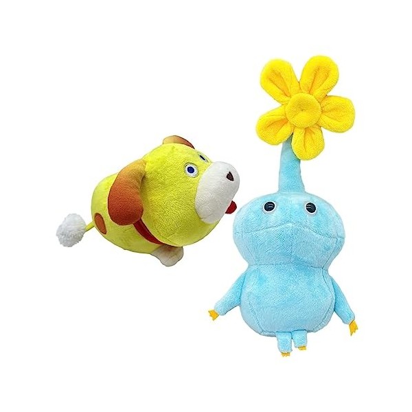 NEFLUM La Série Pi.kmin, Poupée en Peluche Pi.kmin Kawaii À Fleurs Jaunes, Jouet en Peluche Super Doux, Perso.nnage Bleu, Ado