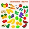 JOYIN 135 PCS Accessoire de Cuisine Jouer à Un Jouet Alimentaire avec des Fruits, des Légumes, de la Vaisselle, Une Bouteille