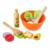 Small Foot- Set Bois, Accessoires de Cuisine pour Enfants végétarien, y Compris Bol, Couverts à Salade et Vinaigrette Jouets,