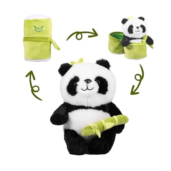 UHLSNHK Peluche Panda avec Bambou, Jouet en Peluche Panda, Jouet en Peluche Panda Doux en Bambou 30 Cm / 11,8 Pouces Oreiller