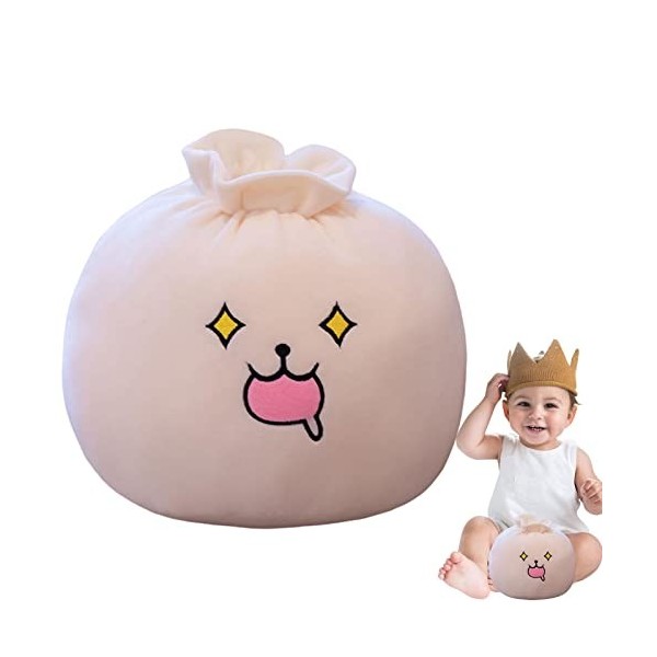 Umifica Jouets en Peluche à Presser, Oreiller apaisant en Peluche Bao Zi Expression, Jouets dNourriture Chinoise pour bébés 