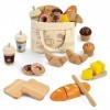 Little Log Ensemble de jouets de boulangerie en bois Jeu de nourriture en bois pour petit-déjeuner Accessoires de cuisine pou
