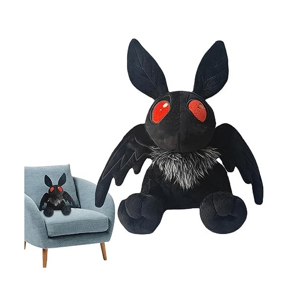 puzzlegame Animal en Chauve-Souris Mignon - Mothman Fluffy Bat Throw Peluche aux Yeux Rouges | Peluche Chauve-Souris Gothique