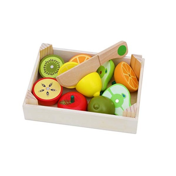 Toys of Wood Oxford Fruits légumes à découper - Fruits et légumes en Bois.  Jeu d Imitation Cuisine Montessori pour Enfant dès