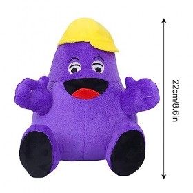 ZUREGO Peluche Grimace, Peluche Grimace 8,7 Pouces, Jouet en Peluche Violet avec Chapeau Jaune, Figurine Jeu Fun-KO P-OP Anim