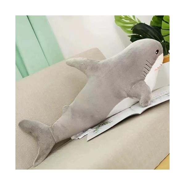 Pomurom Peluche requin - 30/45/60 cm - Coussin en peluche douce - Requin - Peluche requin - Kawaii - Coussin de câlin - Cadea