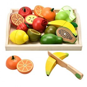 Toys of Wood Oxford Fruits légumes à découper - Fruits et légumes en Bois.  Jeu d Imitation Cuisine Montessori pour Enfant dès 3 Ans ou Plus.