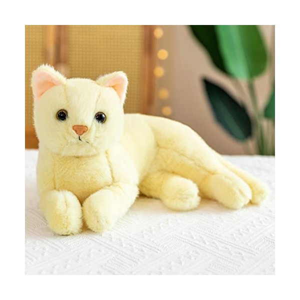 Vrai Chat en Peluche, 30cm Chat en Peluche couché en Peluche Chat Poupée en Peluche Chat réaliste Peluche Chat Chaton en Pelu