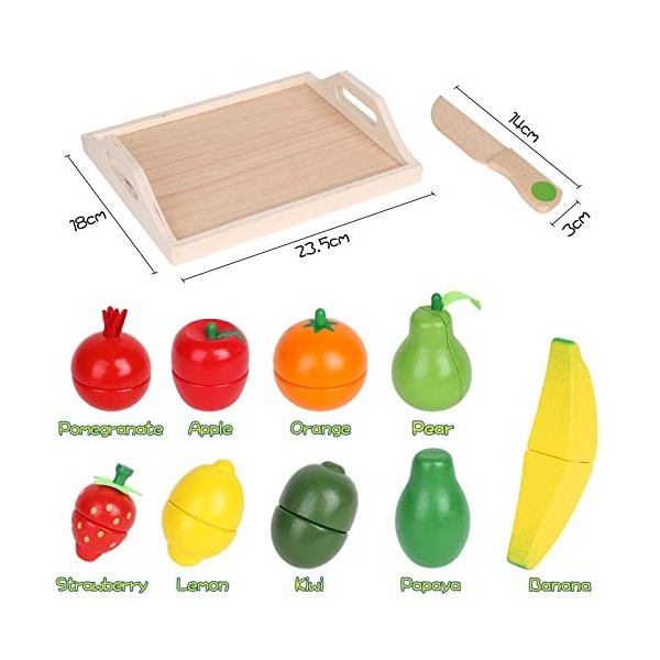 CARLORBO Jouets en bois Jeux de simulation de nourriture pour enfants Cuisine, jeux de rôle Jouets éducatifs à fruits et légu