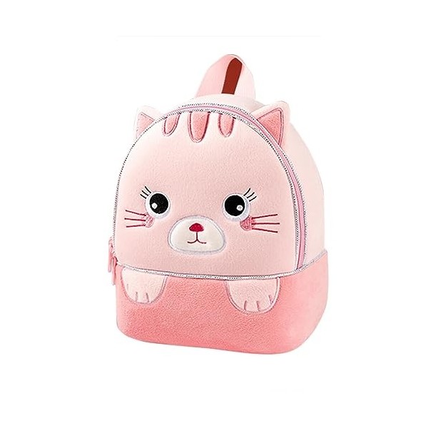 Sac à Dos Maternelle Animaux, Mignonne Chat en peluche Maternelle Primaire Sac a Dos Scolaire, Animaux Bébé Sac à École Fille