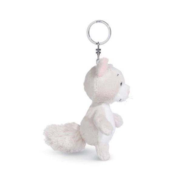 NICI Chat Love en Peluche 10 cm Gris-Pendentif Animal câlin Durable lanière, Anneau Porte-clés, 49400