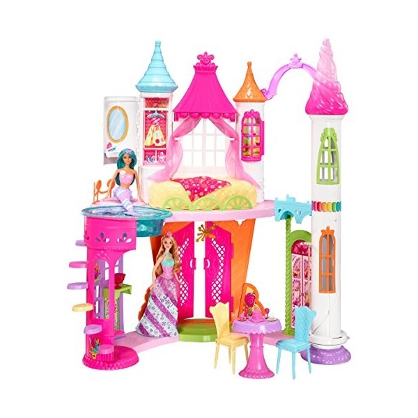 Barbie Mobilier Le Château des Bonbons Dreamtopia, maison de poupées avec 8 espaces et accessoires, jouet pour enfant, DYX32