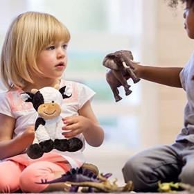 LOVOICE Vache en Peluche | Poupée doreiller en Jet Vache en Peluche,Poupée danimal Ferme en Peluche Vache Assise pour bébés