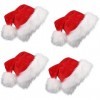 4Pcs Bonnet Noël Chapeau de Père Noël en Peluche pour Enfants,Adultes,Unisexe Bonnet de Père Noël de Pompon Ornements de Noël