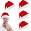 4Pcs Bonnet Noël Chapeau de Père Noël en Peluche pour Enfants,Adultes,Unisexe Bonnet de Père Noël de Pompon Ornements de Noël