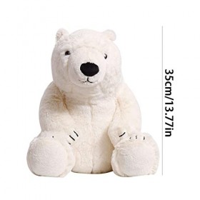 Vesone Jouets en Peluche Ours Polaire Blanc en Peluche Doux Ours Polaire Assis en Peluche Coussin Cadeaux dNoël pour Les Enf