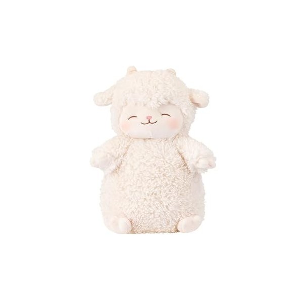 Jouet de mouton blanc en peluche douce tenant une fleur de tulipe pour les enfants et les filles