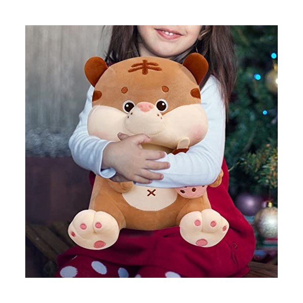 Bakermiche Jouet en Peluche Pelucheuse en Peluche Oreiller Poupée Tigre Mignonne Peluche Jouets Oreiller de poupée créative C