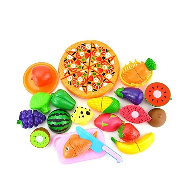 JZK 25 x Jouer à Couper la Nourriture pour Les Enfants Faire Semblant de Cuisine Jouet Alimentaire en Plastique Fruits légume