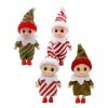 Mienocol Lot de 4 mini elfes de Noël coquins pour garçons et filles, accessoires de tradition de Noël rayures 