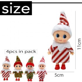 Mienocol Lot de 4 mini elfes de Noël coquins pour garçons et filles, accessoires de tradition de Noël rayures 