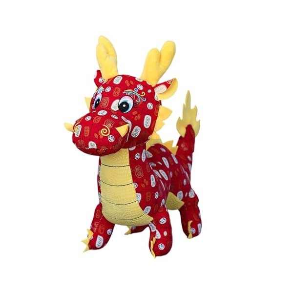 Peluche de dragon chinois, jouets en peluche de dragon de simulation accrocheurs, animal en peluche de dragon de style folklo