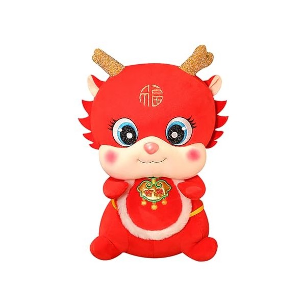 Maodom Poupée Dragon du Nouvel an Chinois | Mascotte de Dragon en Peluche de Dessin animé pour 2024 | Poupées en Coton Confor