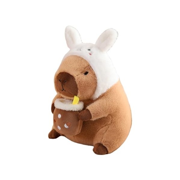 Genikeer Peluche Capybara farcie,Kawaii Peluches Capybara Jouet - Couvre-tête Amovible, Adorable Peluche Capybara, Jouet pour