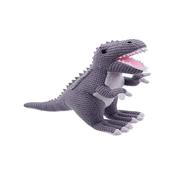 Wilberry - Knitted - Small Grey T-Rex Dinosaur Soft Toy - WB004308