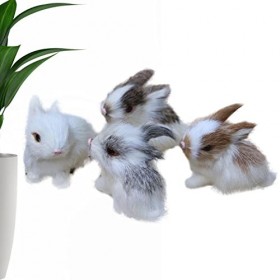 Moslate Mini Jouet Lapin | Lapin réaliste Lapins en Peluche Mignons | Fausse Fourrure réaliste Animal Lapin pâques modèle déc