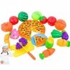 NIWWIN Ensemble de 24 pièces d’Aliments en Jouets pour Enfants Plastique Pizza découpée Fruits et légumes