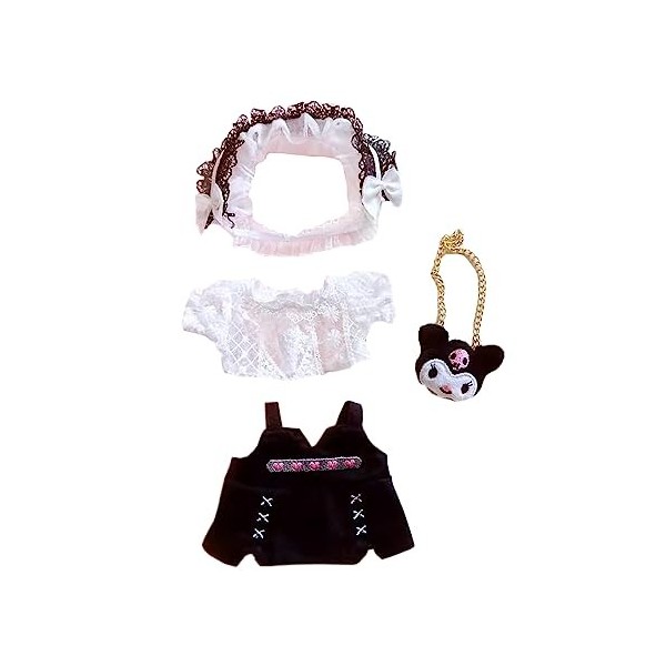 niannyyhouse Vêtements de poupée en peluche de 20 cm, couvre-chefs amples, chemise blanche, jupe noire, sac à dos de 8 pouces