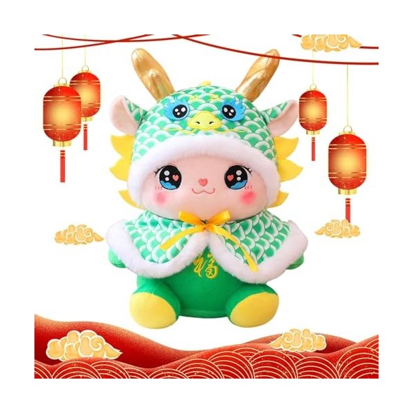 Frifer Mascotte en Peluche de l’année du Dragon 2024 | Poupée Mascotte Dragon Doux,Dragon en Peluche Durable, Mascotte de la