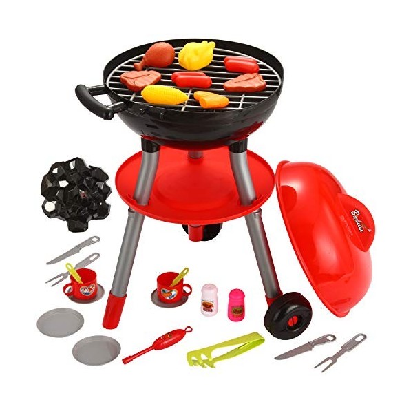 JOYIN 24 Pièces Petit Chef Barbecue Cuisine Jouet Gril Interactif Jouer Ensemble de Cuisine pour Enfants Cuisine Faire Sembla