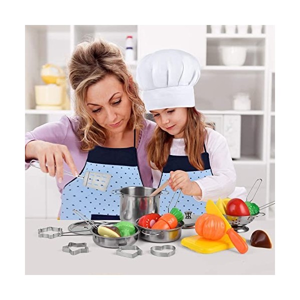 AMOYEE Jouets de Cuisine pour Enfants, 30 Pièces, Ensemble De Jouets De Cuisson pour Enfants, Jeu de Petit Chef,Cadeau Parfai