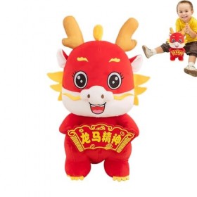 Dragon chinois en peluche - Animal en peluche dragon 2024 - Animal en peluche Dragon 3D, jouet de poupée danimal chinois de 