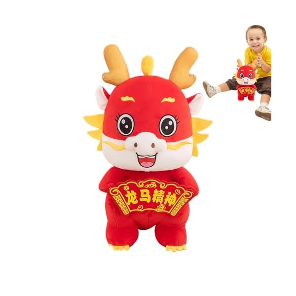 Dragon chinois en peluche - Animal en peluche dragon 2024 - Animal en peluche Dragon 3D, jouet de poupée danimal chinois de 