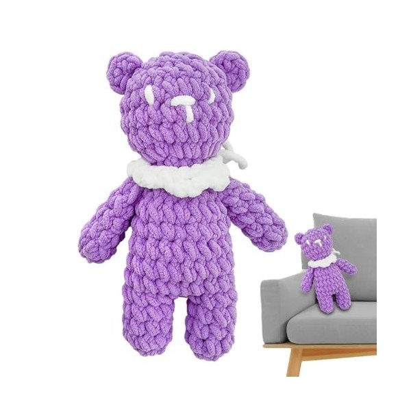 Kuyatioo Animal en Peluche Ours tricoté - Ours en Peluche en Peluche | Jouet en Peluche créatif pour Filles, Oreiller Doux po