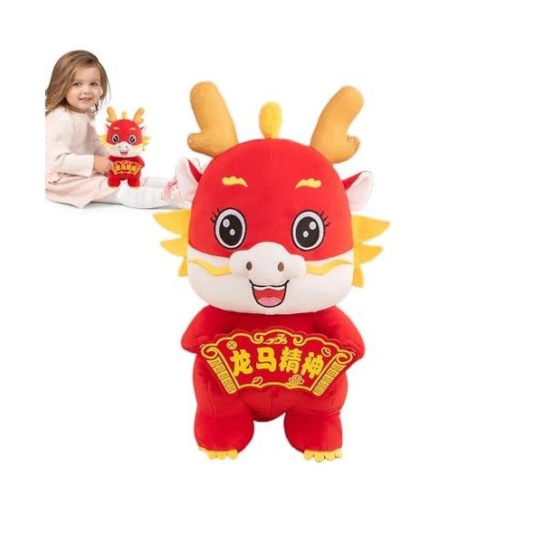 XIAOXIAOYU Jouet Dragon Chinois en Peluche - Animal en Peluche Dragon 3D | Peluches de Mascotte de Dragon de Dessin animé de 