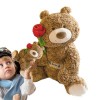 Niesel Ours en Peluche avec des Fleurs 12 Pouces, Peluches Douces Ours Animal Poupée, Cadeau en Peluche de la Saint-Valentin 