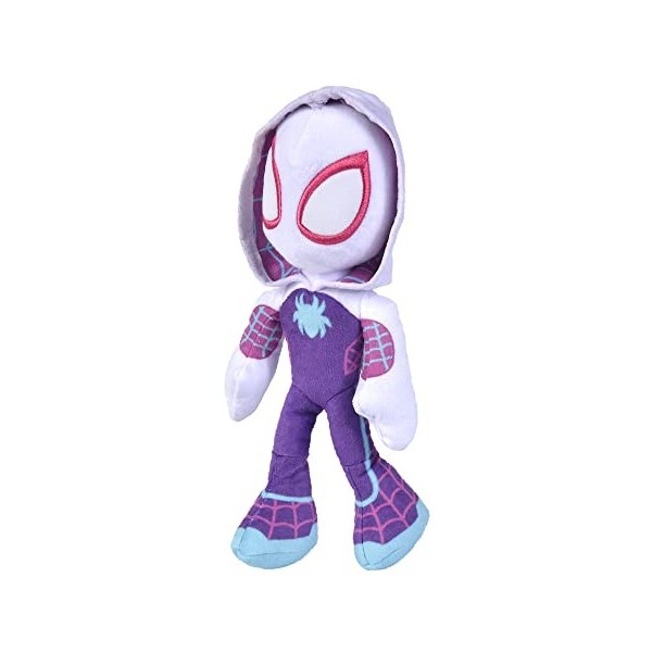 Figurine articulée Spiderverse Ghost Spider 25 cm en peluche avec yeux qui brillent dans le noir