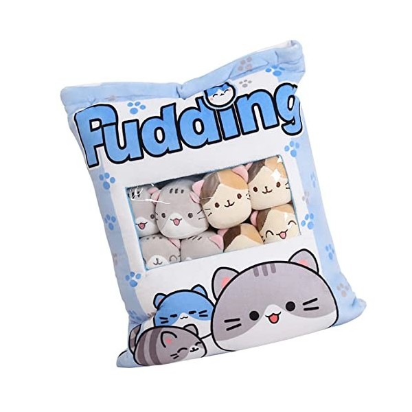 Voiakiu Mignon Snack Oreiller Animaux en Peluche, Jouets Pudding Décoratif Amovible Poupées Creative Jouet Cadeaux pour Ados 