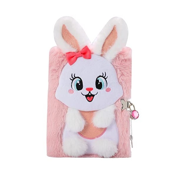 Pinkgarden Cahier en Peluche Adorable Chat pour Filles, 160 Pages, Journal Intime, Cadeau danniversaire de Noël pour Filles