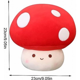 LAARNT 23cm Kawaii Smiley Champignon Jouet en Peluche, Mignon Doux Champignon Nourriture Plante Oreiller, PoupéE Douce Oreill