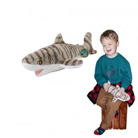 EcoBuddiez - Requin Tigre de Deluxebase. Petite Peluche Douce de 33cm Faite de Bouteilles en Plastique Recyclées. Cadeau Cali