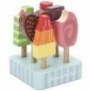 Le Toy Van - TV284 - Jeu éducatif dès 2 ans set de 6 sucettes glacées et glaces avec bâton et socle en bois, jeu Montessori p
