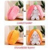 Lapin mignon en peluche de Pâques, mignon lapin créatif en peluche carotte fraise animal avec fermeture éclair, poupée de lap