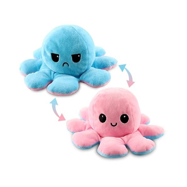 Poulpe Peluche , Peluche Humeur Reversible Mignons, Poupée danimaux en Peluche de Poulpe Doux, Jouets Créatifs pour Enfants 